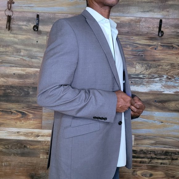 M&S Collection 100% Wool Gray Tailored Fit Double Vented Blazer Sport Jacket 42L - Picture 8 of 10